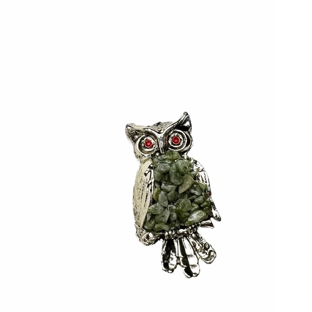 Vintage Owl Brooch‎ With Stones